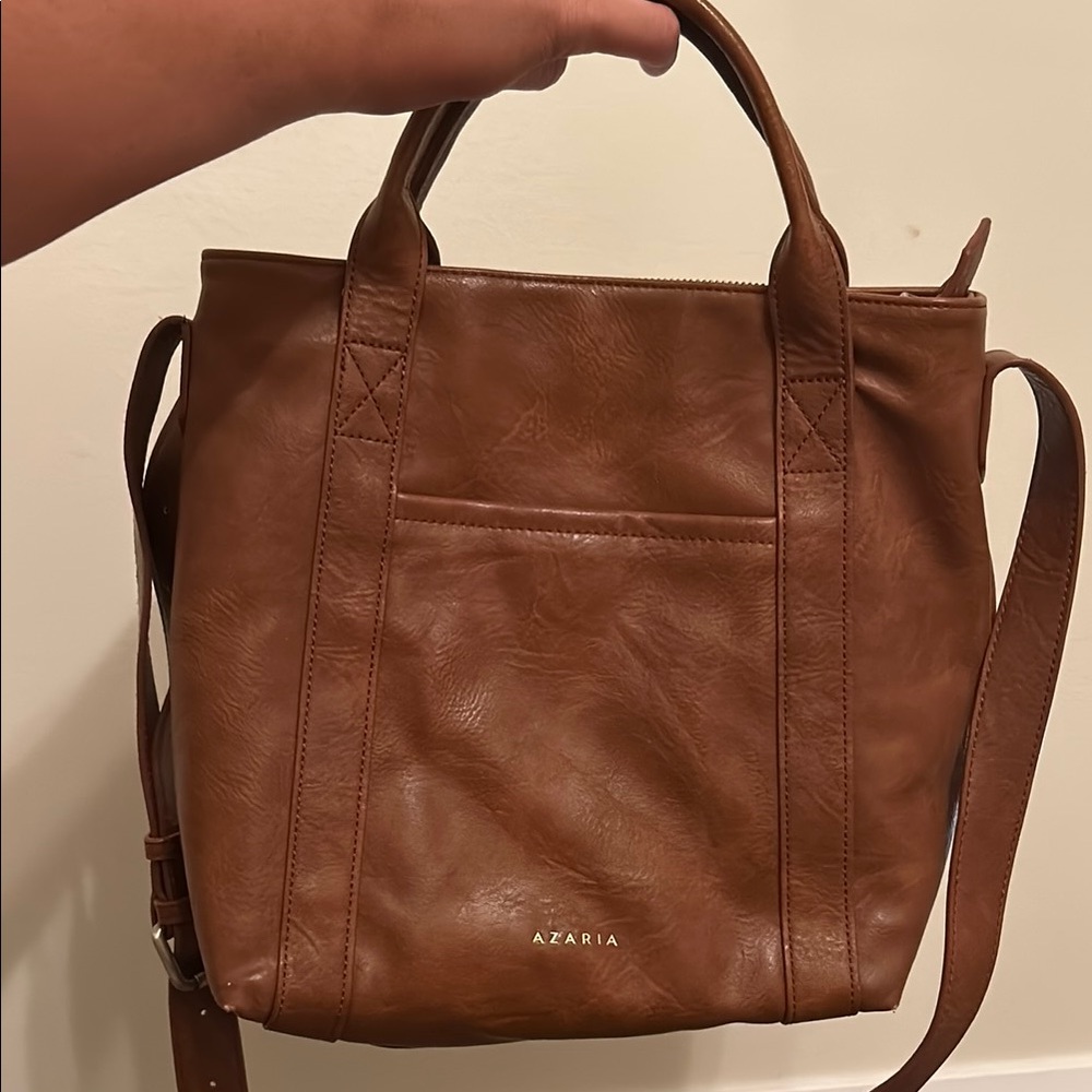 Aria Brown Leather Tote Bag with Shoulder Strap